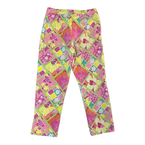 LILLY Pulitzer Diamond Head Patch Hawaiian Print Cropped Pants Sz 6 - Picture 2 of 5